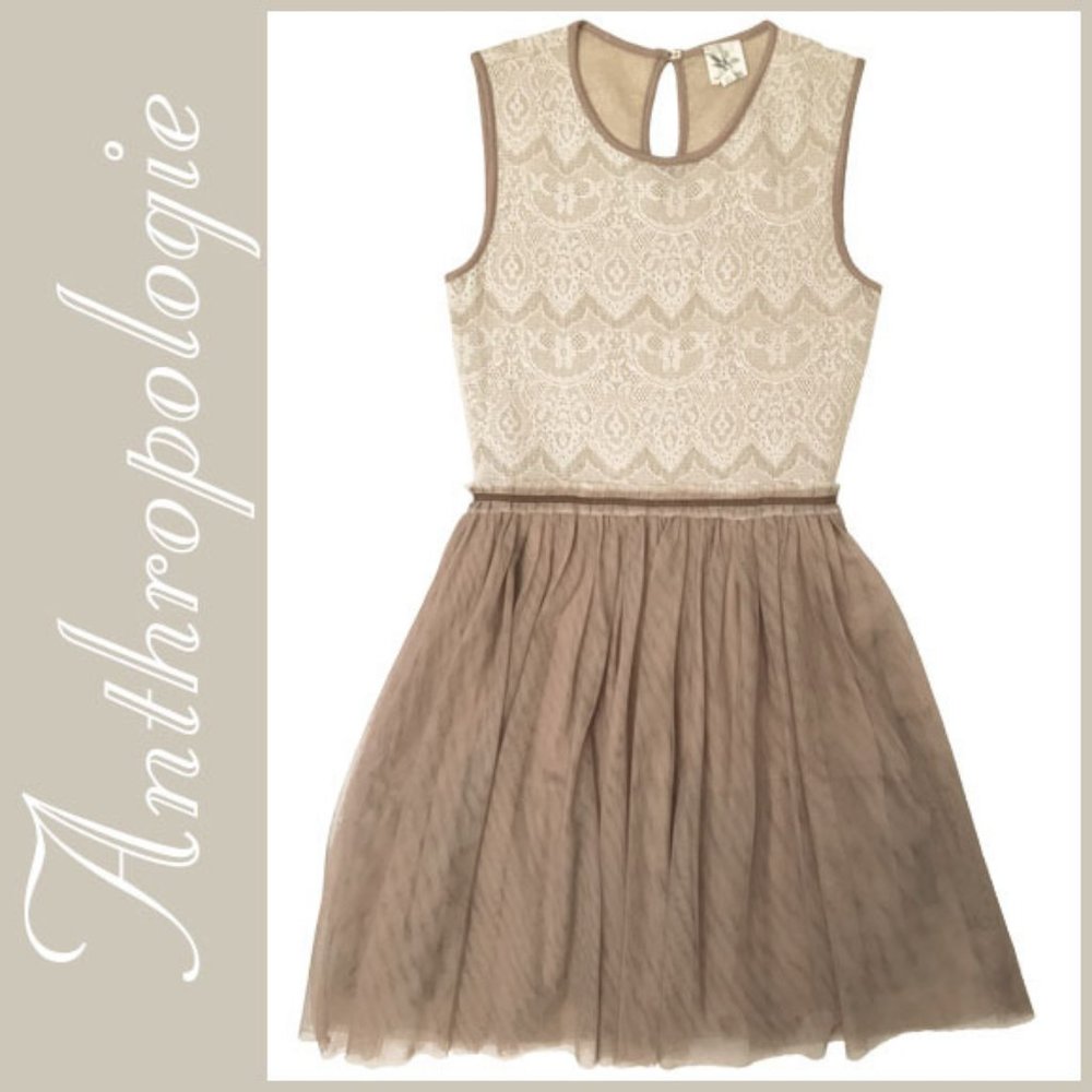 Anthropologie Taupe/Tan Dress Size M